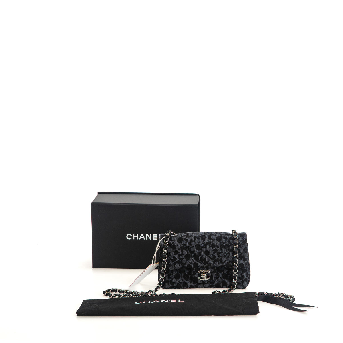 Floral Denim Quilted Mini Rectangular Flap