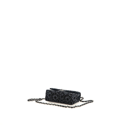 Floral Denim Quilted Mini Rectangular Flap